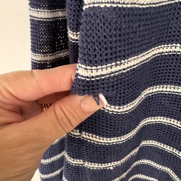 Cynthia Rowley Navy Blue White Striped Linen Lightweight Sweater Women's Lrg EUC - Picture 3 of 8